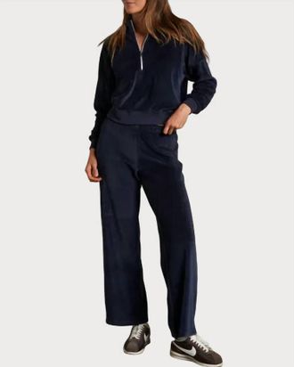 perfectwhitetee Alex Velour Pants In Navy