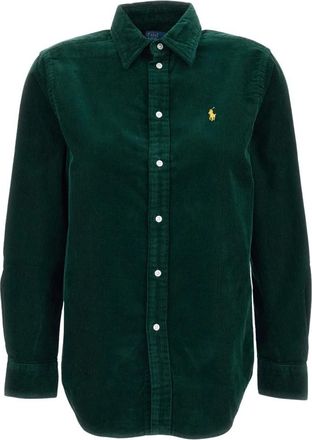 Polo Ralph Lauren Klassiek Passende Corduroy Button-Down Overhemd - Dames - Overhemden - Groen - M - Katoen - Overhemden