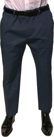 Dolce & Gabbana Blue Cotton Men Skinny Dress Pants Elastane