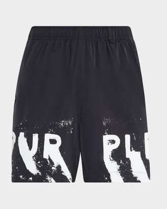 Purple Mens Wordmark Logo Swim Shorts