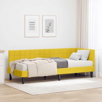 vidaXL Estructura De Cama Esquina Con Colch&oacute;n Manual 2 Uds. Amarillo Vidaxl