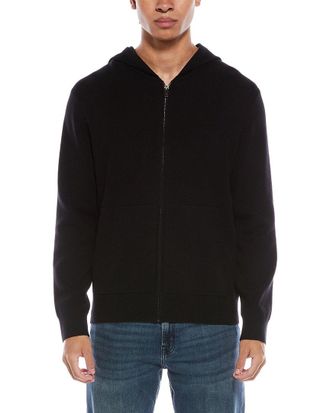 Vince Black Modern Full Zip Wool-Blend Hoodie