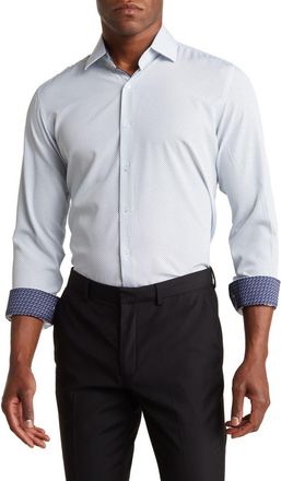 Tom Baine Regular Fit Performance Stretch Long Sleeve Button Front Shirt in White at Nordstrom Rack, Size Xx-Large