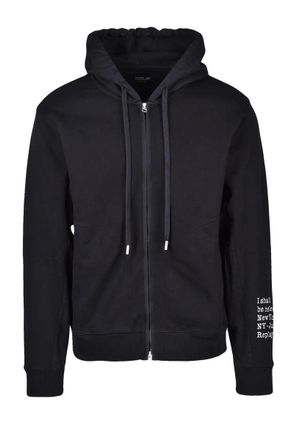 Replay Black Men Cotton Zip Hoodie