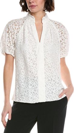 CeCe by Cynthia Steffe Cece Ruffle Neck Raglan Seam Split Neck Blouse