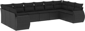 vidaXL Vidaxl - Set De Sof&aacute;s De Jard&iacute;n 10 Pzas Cojines Rat&aacute;n Sint&eacute;tico Negro