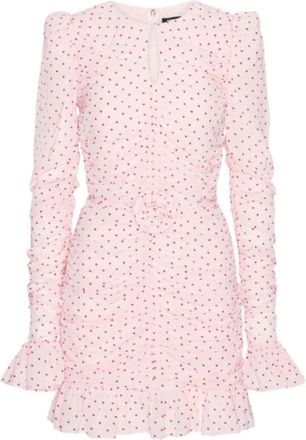 Rotate Mini Jurk met Plooitjes - Dames - Feestkleedjes - Roze - XS - Polyester - Kleedjes