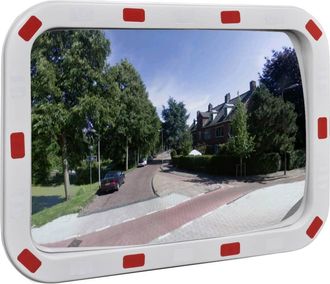 vidaXL Espejo De Tr&aacute;fico Convexo Rectangular Con Reflectores 40 X 60cm Vidaxl