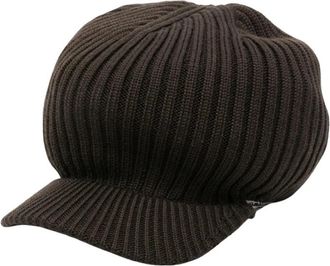 Yohji Yamamoto Beanie Cap - Heren - Hoeden - Bruin - ONE Size - Wol - Accessoires