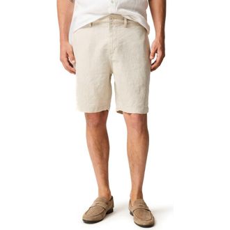 Rodd & Gunn Resort Flat Front Linen Bermuda Shorts in Oatmeal at Nordstrom, Size 32