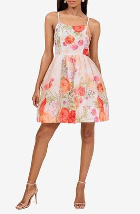Lipsy Floral Print Minidress in White at Nordstrom, Size 2 Us