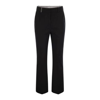 PESERICO Peserico, Slim-fit Trousers, female, Black, Size: XL Tailored Straight Leg Trousers