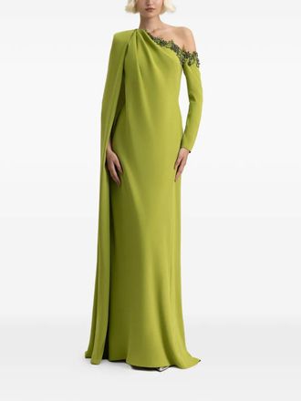 Gemy Maalouf beaded one-shoulder maxi dress - Green