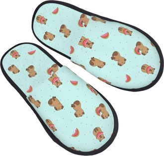 Generic Camping Slippers Watermelon Capybara Portable House Slippers Non-Slip House Shoes For Spa Bedroom Hotel M