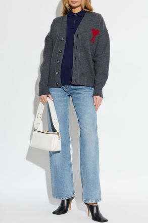 Ami Polo With Logo, Womens, Navy Blue