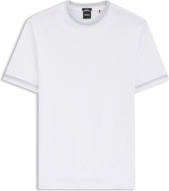 BOSS Contrast-tipping slim-fit T-shirt in mercerised cotton