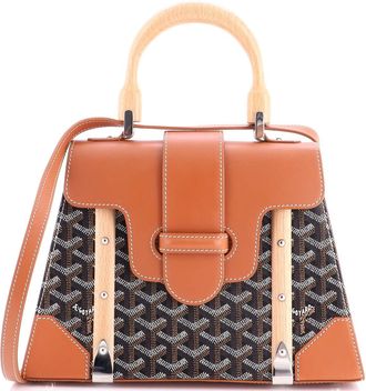 Goyard Saigon Top Handle Bag Coated Canvas with Leather PM