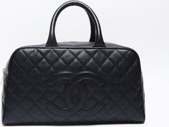 Chanel Black Grained Calfskin Boston Bag (Pre-Owned)