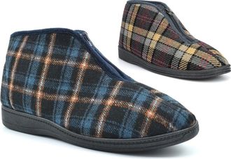 Generic Mens Bootee Slippers Mens Bootie Slippers Size 6 Boot Slipper Boots Size 10 Ankle Slipper Fleecy Warm Lining Thermal Lining Sizes 6-12 Navy/Grey 12 UK