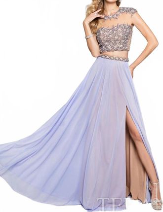 Terani Couture Elegant Beaded Evening Gown In Wisteria