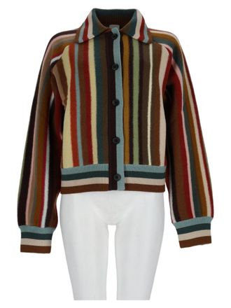 Paul Smith Multicolor Striped Cropped Merino Wool Cardigan