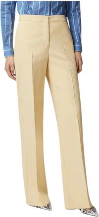 Pinko Pinko, Broeken, Dames, Beige, S, Linnen, Linnen Wijde Pijp Broek
