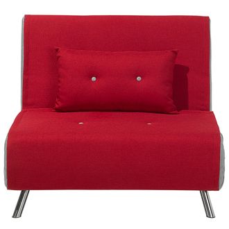 Beliani Beliani - Sof&aacute; Cama Tapizado En Tela Rojo Cama Individual Plegable Silla Cama Farris