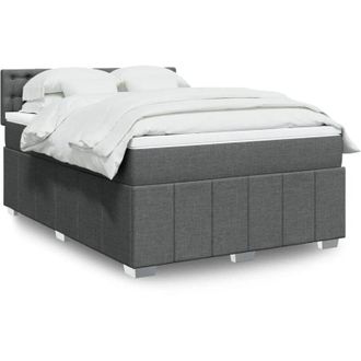 vidaXL Cama Box Spring Con Colch&oacute;n Tela Gris Oscuro 140x200 Cm Vidaxl