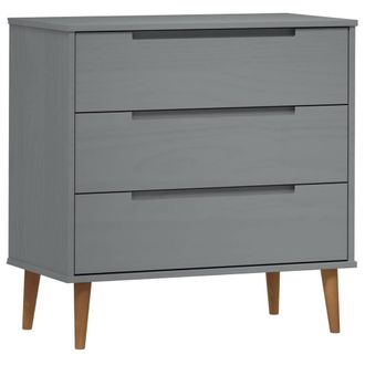 Berkfield Home Drawer Cabinet MOLDE Grey 80x40x80 cm Solid Wood Pine | Size: 80 x 40 x 80 cm