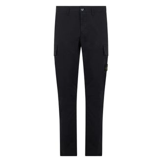 Stone Island Slim-fit Trousers, male, Blue, Size: W31 Cotton Twill Cargo Trousers