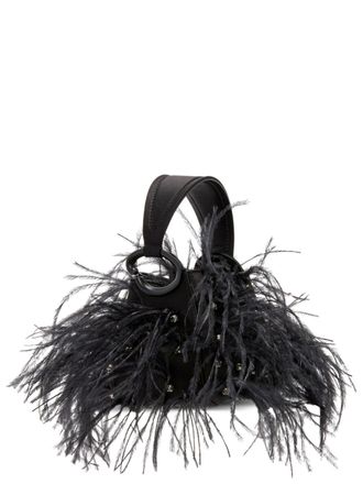 Oscar De La Renta nano O Handle ostrich-feather bag - Black
