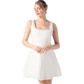Coast Jewel Trim Full Skirted Mini Dress in Ivory at Nordstrom, Size 10