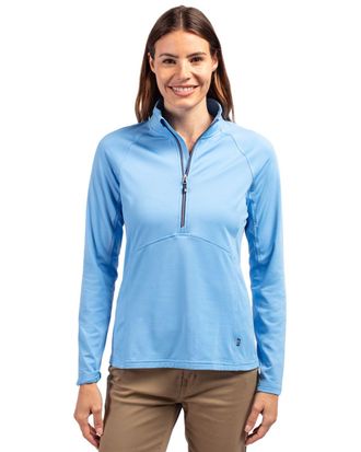 Cutter & Buck Adapt Eco Knit Stretch Recycled Womens Half Zip Pullover Jacket