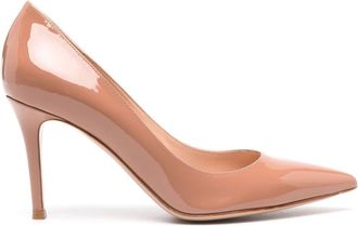 Gianvito Rossi 85mm Gianvito pumps - women - Patent Calf Leather/Calf Leather/Calf Leather - 38.5 - Neutrals
