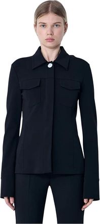 Sportmax Jassen, Dames, Zwart, S, Jersey geweven jas met klassieke kraag