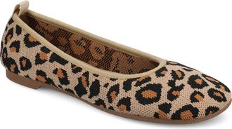 Journee Collection Aria Knit Flat in Leopard at Nordstrom Rack, Size 10