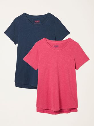 Fat Face FatFace Natalie Fuchsia Pink/Navy Blue 2 Pack T Shirt