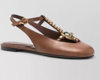 Etro slingback ballerina shoes calf leather strass