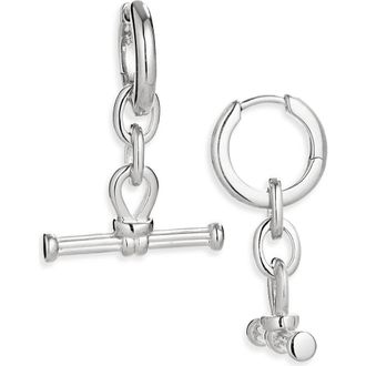 Missoma Ridge T-Bar Drop Hoop Earrings in Silver at Nordstrom