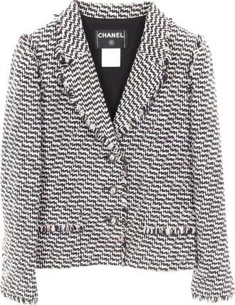 Chanel 1986~1988 cocomark-button tweed jacket - Black