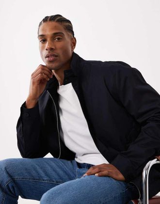 Mango Giacca harrington con chiusura con zip in 100% cotone blu navy