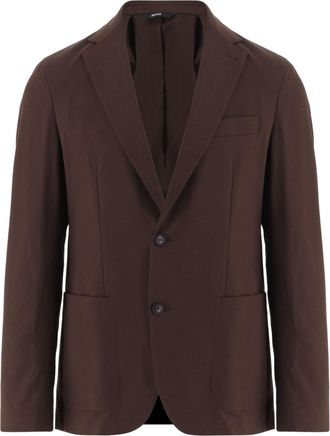 HUGO BOSS Dark Brown Tailored Stretch Cotton Blazer