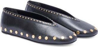Ganni Jenny Studded Ballet Flat in Black at Nordstrom, Size 10Us