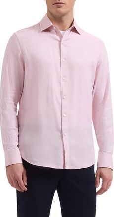 Bugatchi Axel Trim Fit Solid Cotton Blend Button-Up Shirt in Dusty Pink at Nordstrom, Size Xxx-Large