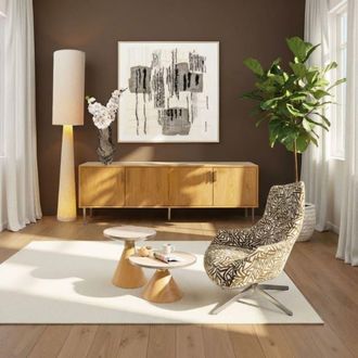 Kare Design Sill&oacute;n giratorio Maze de tela bicolor marr&oacute;n y crema