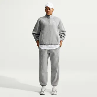 Nike Womens Studio Fleece Heavyweight Plush Oversized High-Rise Pants in Grey | IM8359-063