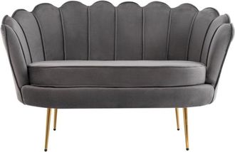 Pascal Morabito Sofá fijo terciopelo 2 plazas gris antracita 124x73cm