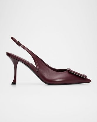 Roger Vivier 85mm Viv Ville Leather Slingback Pumps