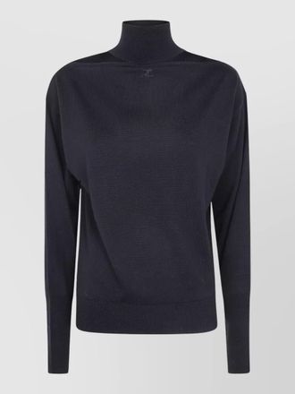 Courr&egrave;ges merino wool turtleneck sweater cutout detail