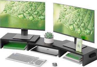 OEM Soporte Para Dos Monitores, Elevador De Pantalla Para Pc De Escritorio, Organizador De Escritorio De Madera, Longitud Y &Aacute;ngulo Ajustables Para Monitor